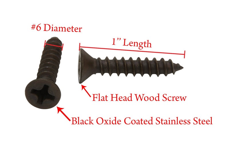Bolt Dropper 6 X 1'' Black Oxide Coated Stainless Flat Head Phillips Wood Screw, (25 pc), 18-8 (304) Stainless Steel Screws Corrosion Resistant Flat Head by Bolt Dropper - Image 2